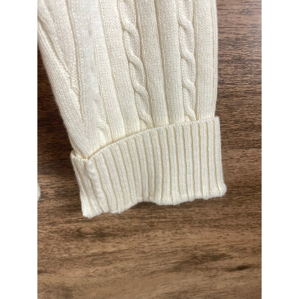 IZOD Womens Sweater XL Cream White Cable Knit Cotton Pullover Crew Neck - Picture 5 of 10
